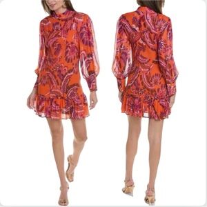 Farm Rio Chevron Forest Orange Mini 
Dress Size M